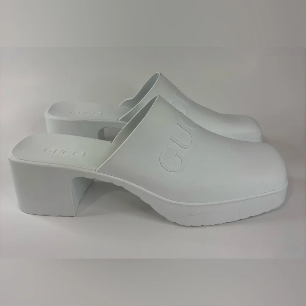 Gucci Women's White Platform Rubber Mules - Picture 5 of 10